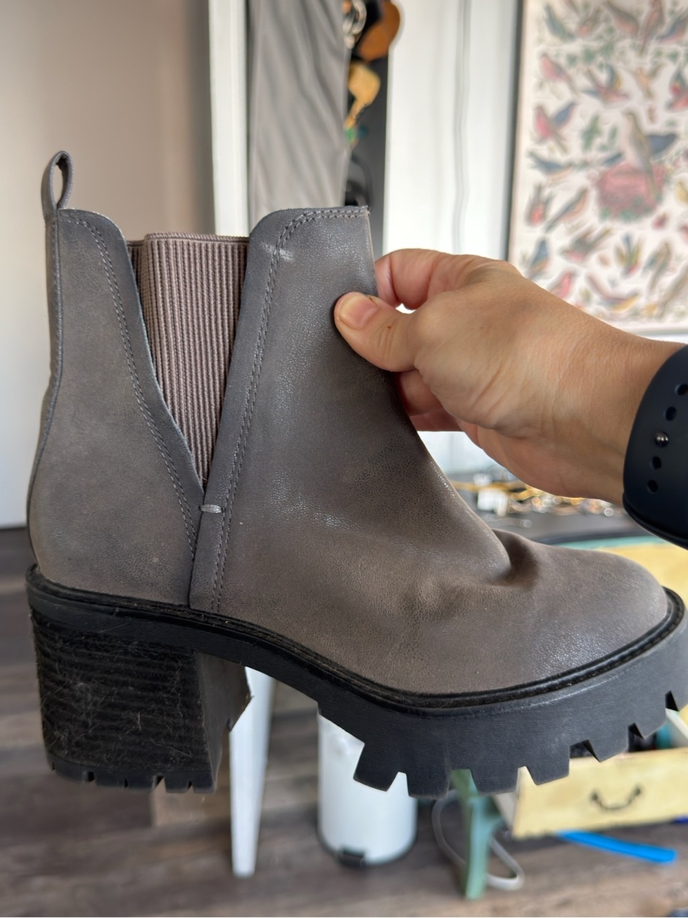 MIA Taupe Vegan Leather Platform Chelsea Ankle Boots “Rusty”